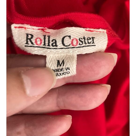 Rolla Coster Women's Midi Dress Size M Red Front Twist Slit - Picture 6 of 6